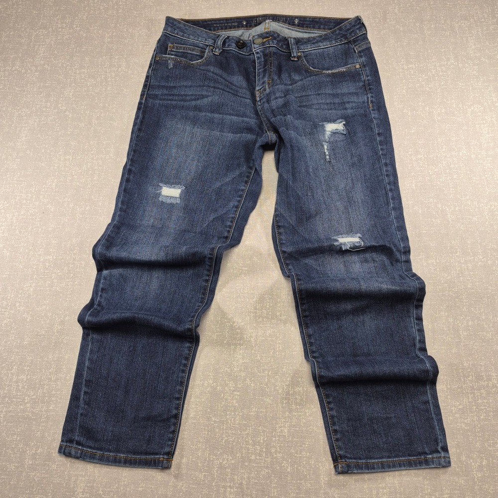 Jennifer Lopez Womens Boyfriend Jeans Size 6 Distressed Medium Wash Denim